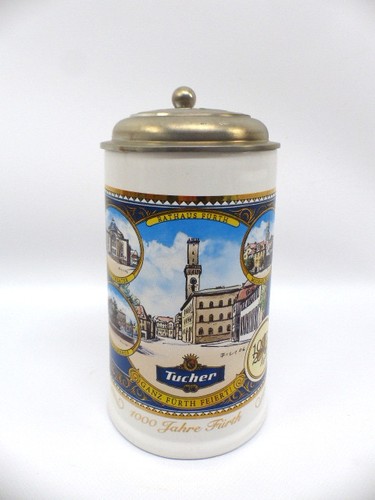 Tucher beer stein with tin - , lid