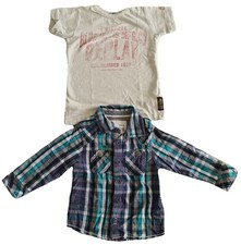 Kinder Sachen Mix bfc real DENIM Langarm Hemd Gr. 80 & REPLAY T-Shirt Gr. 106