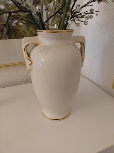 Elegante henkelvase weiß gold - henkelvase,
