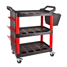 Werkzeugwagen Transportwagen Werkstattwagen mit 3 Ablagen + Zubehör  schwarz rot