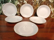 WINTERLING Marktleuther Bavaria - Weiß / Goldrand - 6 edle Suppenteller Ø 22cm