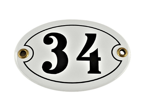 Emaille hausnummer oval 34 - emaille, nr.