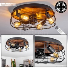 Decken Ventilator Holzoptik Fernbedienung Wohn Schlaf Zimmer Lampen 4-flammig