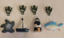 4 Tischdeckenbeschwerer MARITIM Leuchtturm Seestern Segelboot Fisch blau weiss