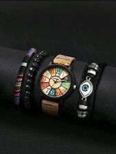 Geschenkset Armbanduhr + 3 Armbänder Damenuhr Geschenk Uhr Bunt