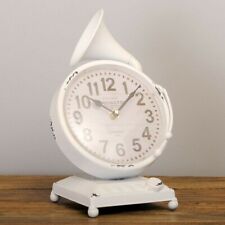 DESIGN METALL TISCHUHR gramophone STUDIO UHR RETRO MUSIKER GRAMMOPHON VINTAGE