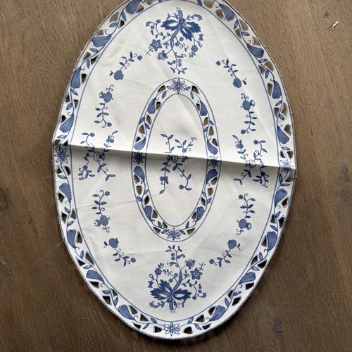 Deckchen blau weiß - deckchen, oval