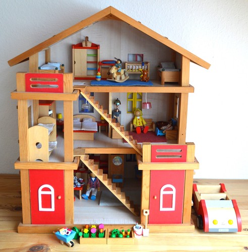 Puppenhaus holz möbliert mit - puppenhaus,