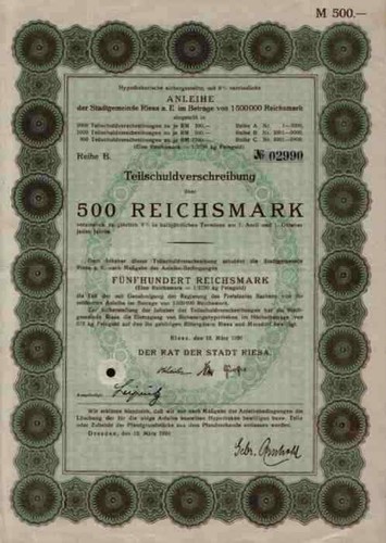 Riesa stadtanleihe 1926 - riesa,