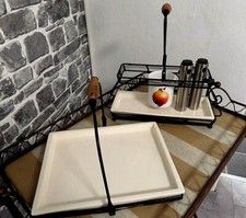 Schöne 5 tlg.  Exklusive  Servierplatte mit Metallkorb Etagere mit Zwiebeltopf