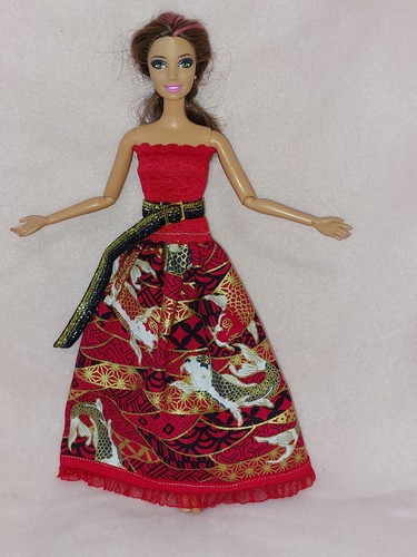Barbie asia kleid schwarz rot - barbie,