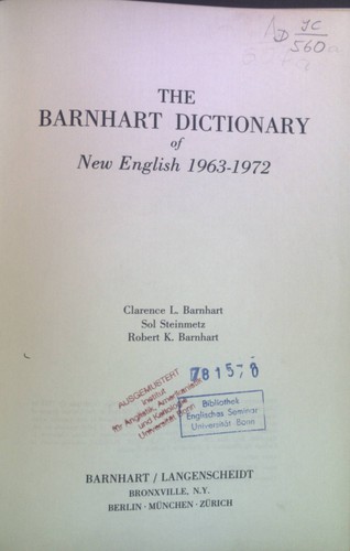 The barnhart dictionary new - dictionary, of