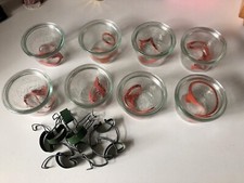8x Weck Rundglas 100 incl. Deckel + Halter/Klammern