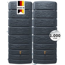 4rain SLIM STONE DECOR Wandtank-SET 1000 Liter graphite grey, 2 x SLIM STONE ...