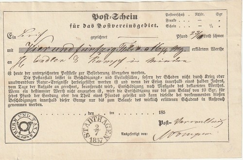 Fahrpost postschein mit - mit, k1