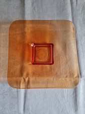 Pressglas Schale Rosalinglas, 21 X 21 cm, quadratisch, Kleiner Standfuß