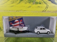 1:87 Wiking VW 181 mit Ruderboot Wasserschutzpolizei Hessen Polizei OVP / S08