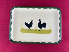 Zeller Keramik - Hahn und Henne - Große Servierplatte rechteckig / 28 x 20 cm