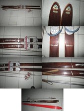 Fischer Alte Holz Ski Skier 185 Leder Stöcke Sammler Stück für Brezel Porsche