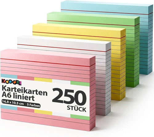 Liniert lernkarten 250 - liniert,