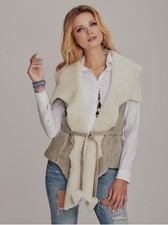 Damen Echt Pelz Echtleder Weste Gr. M/38 NEU