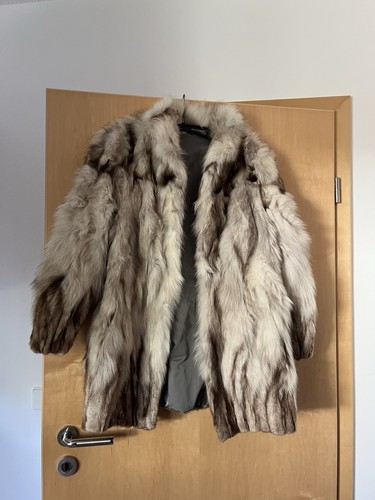 Blaufuchsmantel beige echtpelz - beige,