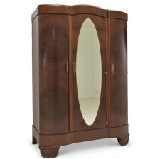 ANTIK! Kleiderschrank restauriert Art Déco Mahagoni Wurzelholz Spiegel