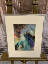 ABSTRAKTES GEMÄLDE AUF PAPIER SIGNIERT UND DATIERT ACRYLGEMÄLDE FANTASY