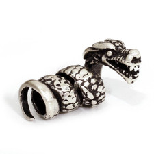 3 Bartperle Drache 925er Sterling SILBER Bartschmuck Drachenschlange Haarschmuck