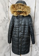 Basler Mantel schwarz Pelz Kapuze Gr 42 Luxus Jacket Coat Übergang Herbst