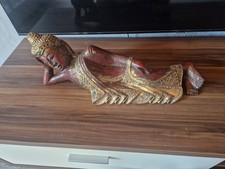 Liegender Buddha Holzfigur,