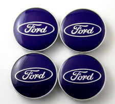 Ford 4 x 60mm Blue Chrome Alufelge Nabenkappen Nabendeckel Radkappen Satz NEU
