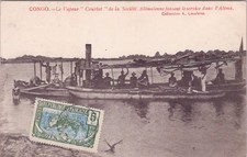 AK Postkarte 1910 Dampfboot Courbet im Kongo Brazzaville l´Alima