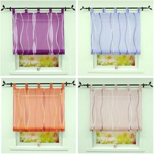 Raffrollo mit Schlaufen Raffgardinen Wellen Fenstergardine Modern Vorhang Küche