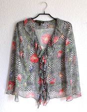 Maria Di Ripabianca Bluse Tunika Volants Seidenbluse 100% Seide geblümt Gr 40