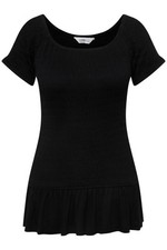 Angel of Style Damen große Größen Top Slim Fit elastisch gesmokt Halbarm