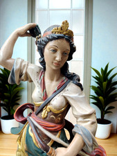 Jagdgöttin Diana handgeschnitzt handbemalt 60cm bayr. Wald ca. 1980 Lindenholz