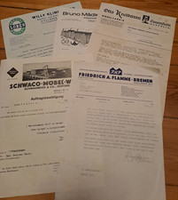 5 Rechnungen aus 1934, Tischlerei,  Bad Doberan bei Rostock, Hamburg, Bremen