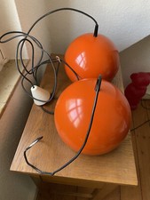 70-er:  2x METALL Kugellampe in orange   d Öffnung = 21cm VINTAGE