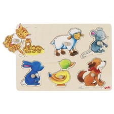 Goki Steckpuzzle Mutter und Kind 6 Teile Puzzle Holzpuzzle 57929