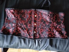 Korsett Schwarz-rot Brokatmuster