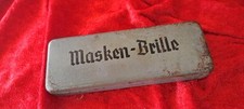 alte MASKEN-BRILLE 2.Weltkrieg Militär mit Blech Etui