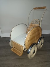 Puppenwagen  50er 1950 Restauriert antik Vintage Museum Korbgeflecht
