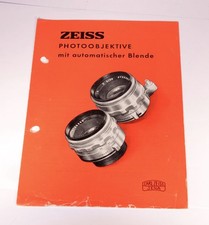 Broschuere Photoobjektive mit automatischer Blende - Carl Zeiss Jena