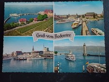 AK Bodensee Leuchtturm Schiff Hafen Alte Ansichtskarte gelaufen