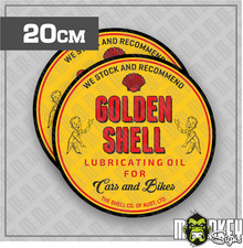Gol.Shell Sticker 2er-Set Retro Aufkleber für Auto & Werkstatt Oldschool