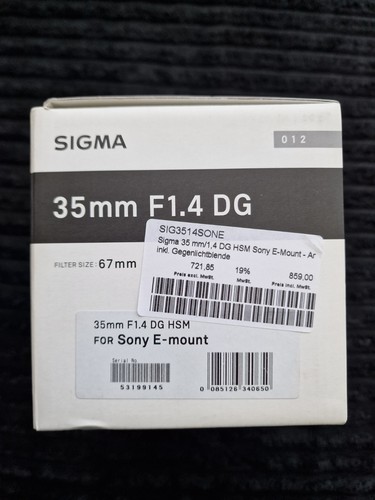 Sigma 35mm art sony - f/1.4, dg