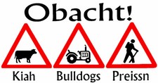 Aufkleber obacht kiah - obacht, bulldogs