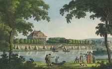 ÜBIGAU - Schloss Uibigau bei Dresden - J.C.A. Richter - Umrissradierung, um 1820