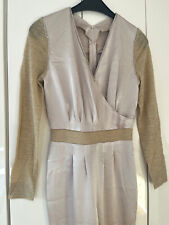 Vintage 70er Overall Jumpsuit Gold Lurex Strass Disco Glitzer Kostüm Gr. XS 34